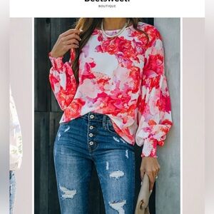 Flying Tomato Red and Pink Floral Top
